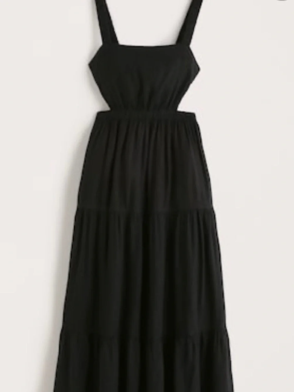 Abercrombie and Fitch Black Linen-Blend Cutout Maxi Dress